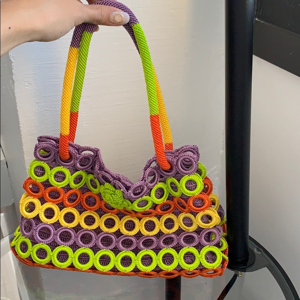 OOAK Handmade Multicolor Crochet Mini Tote Festival Bag